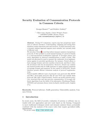 Security Evaluation of Communication Protocols in Common Criteria