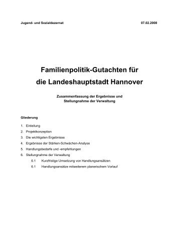 Familienpolitik-Gutachten (Zusammenfassung und Stellungnahme)