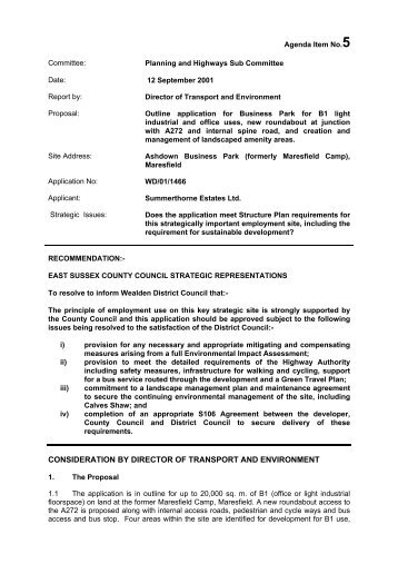 Outline application for Business Park for B1 light industrial and office ...