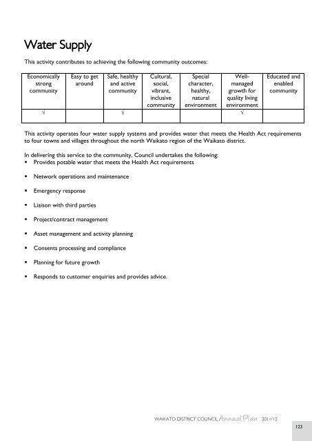 2011/2012 Annual Plan - Waikato District Council