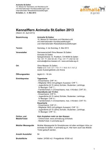 Kennziffern Animalia St.Gallen 2013 - Olma