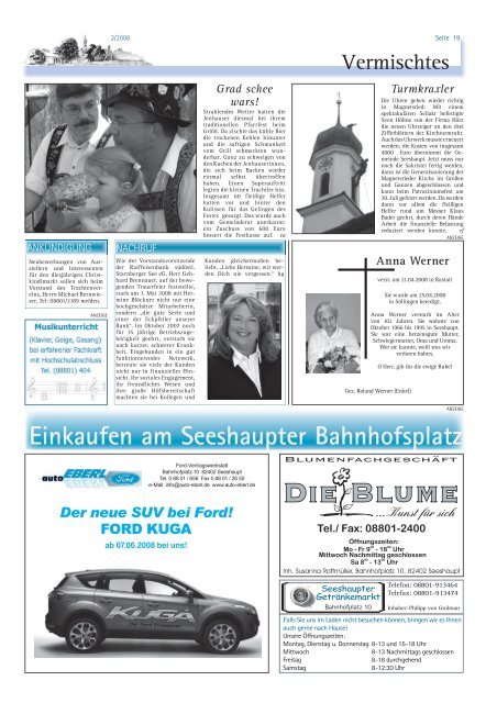 Vermischtes - Dorfzeitung Seeshaupt