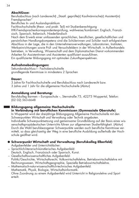 Bildungswege in Wuppertal 2006-2007 - Integration in Wuppertal