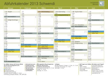 Abfuhrkalender 2013 Schwendi