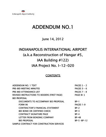 ADDENDUM NO.1 - Indianapolis International Airport