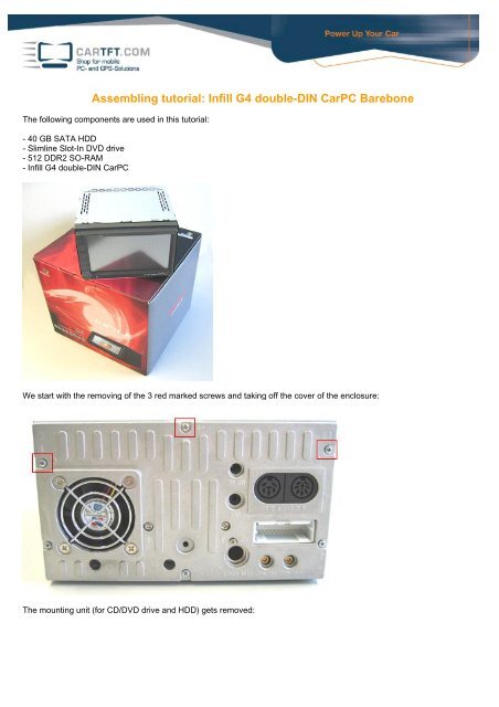 Assembling tutorial: Infill G4 double-DIN CarPC ... - CarTFT.com