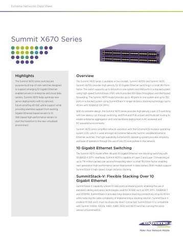 Summit X670 Series - Extreme Networks
