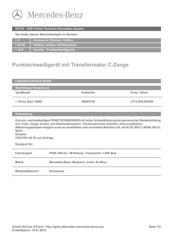 Punktschweißgerät mit Transformator C-Zange - Cebotech GmbH