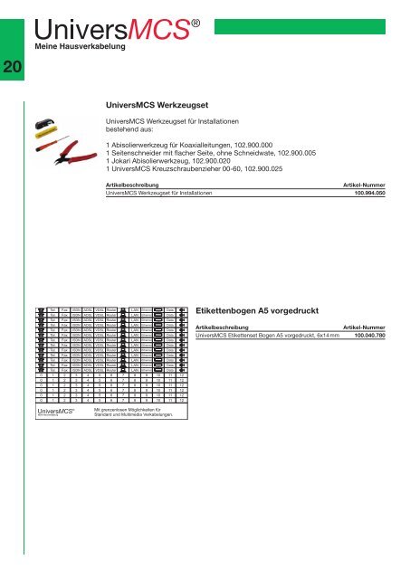 Hausverkabelung Univers MCS - Kablan AG