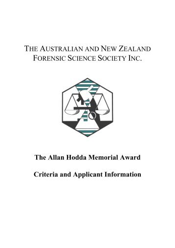 The Allan Hodda Memorial Award - Selection Criteria