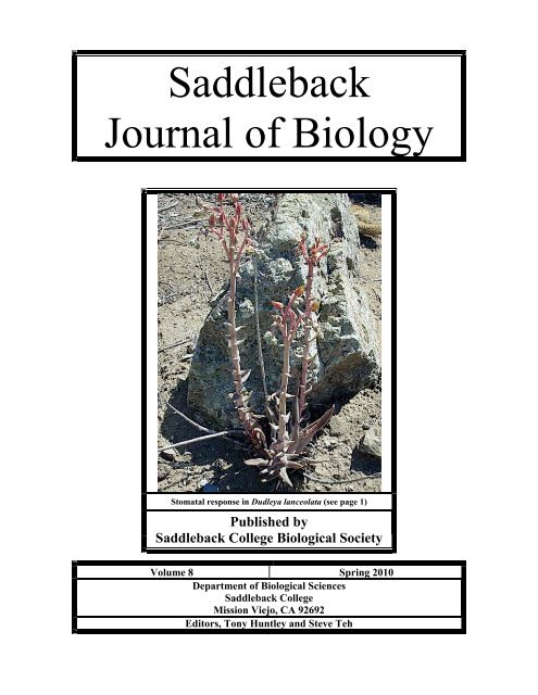 Saddleback Journal of Biology - Saddleback College