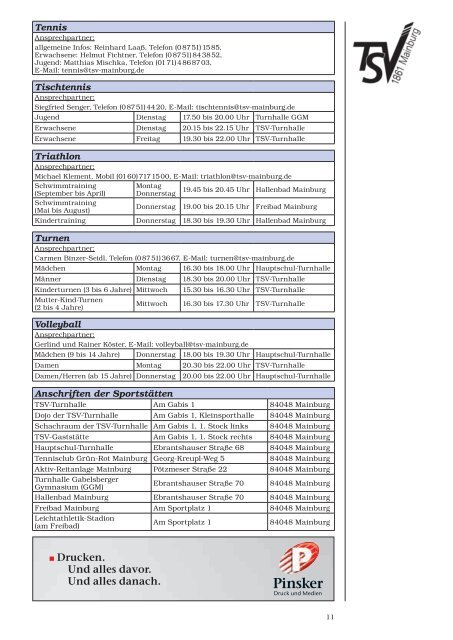 TSV-Nachrichten 2/2011 - des TSV 1861 Mainburg eV