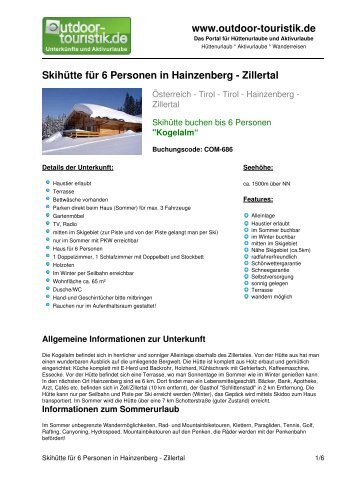 Skihütte für 6 Personen in Hainzenberg - Zillertal - Outdoor-Touristik