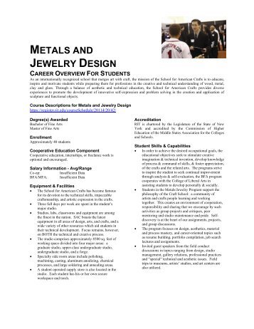 METALS AND JEWELRY DESIGN - Rochester Institute of Technology