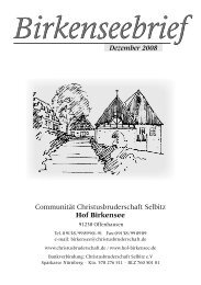 Hof Birkensee - Communität Christusbruderschaft Selbitz