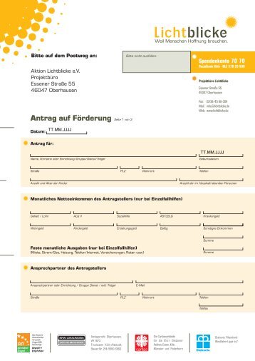 Antrag auf FÃ¶rderung Seite 1 von 3 - Die Aktion Lichtblicke e. V.