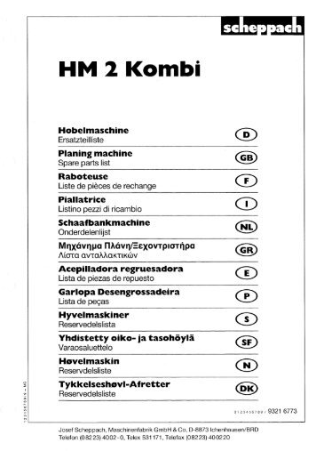 Page 1 123456789/9 MG HM 2 Kombi Hobelmaschine Ersatzteilliste ...
