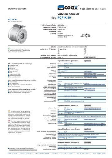 tipo válvula coaxial FCF-K 80 - müller co-ax ag