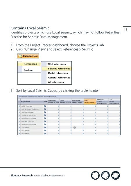 Blueback Project Tracker Getting Started Guide - Ocean