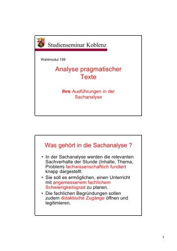 Analyse pragmatischer Texte