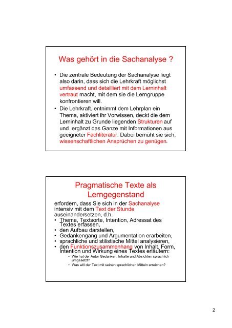 Analyse Pragmatischer Texte Abitur Was gehört in die Sachan