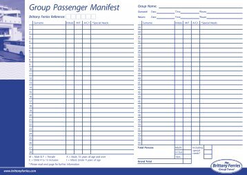 Group Passenger Manifest - Brittany Ferries
