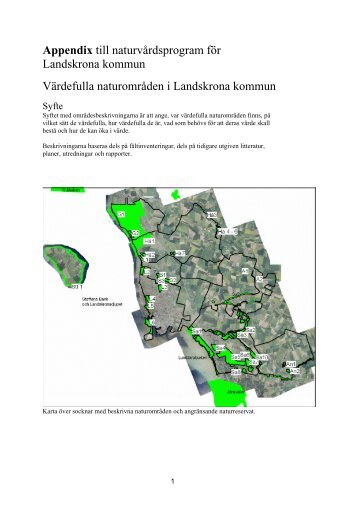 Appendix till naturvÃ¥rdsprogrammet med omrÃ¥desbeskrivningar