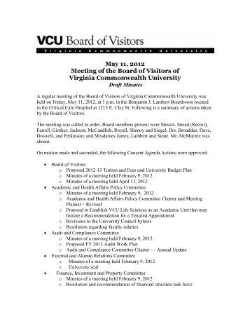 Draft Minutes - Virginia Commonwealth University Office of the ...