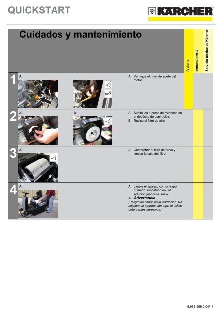 QUICKSTART Puesta en marcha - Karcher