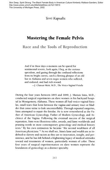 Mastering the Female Pelvis: Race and the Tools of Reproduction