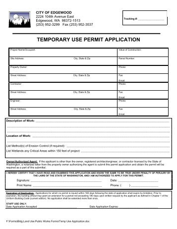 TEMPORARY USE PERMIT APPLICATION - City of Edgewood