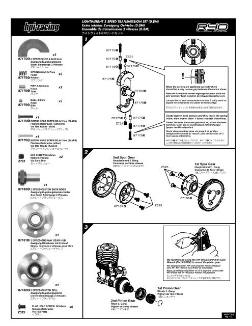 Download PDF instructions for #87173 (2 MB) - HPI Racing