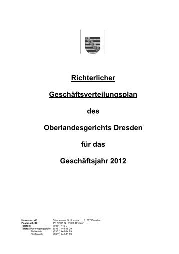 Richterlicher GeschÃ¤ftsverteilungsplan des ... - Justiz in Sachsen