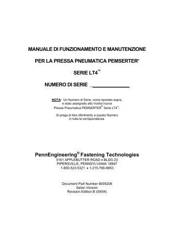 manuale di funzionamento e manutenzione per la pressa ...