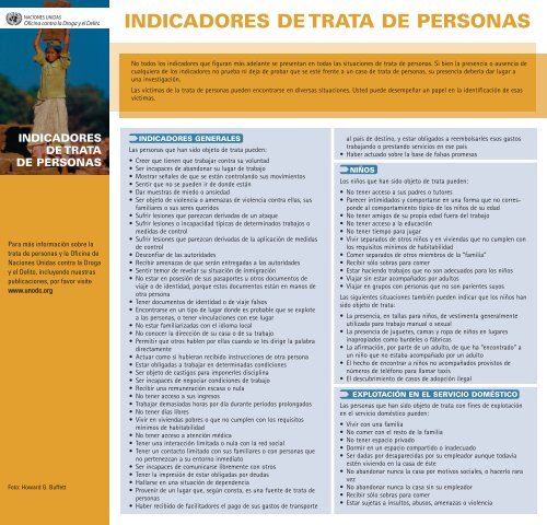 INDICADORES DE TRATA DE PERSONAS