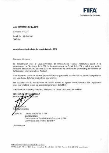 Amendements des Lois du Jeu de Futsal - FIFA.com