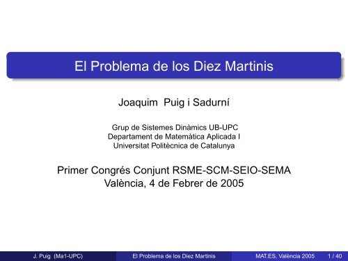 El Problema de los Diez Martinis - MA1 - UPC