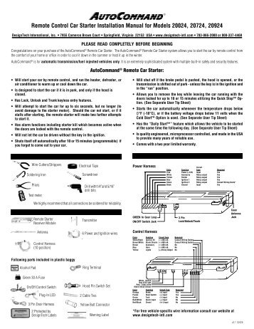 Remote Control Car Starter Installation Manual for ... - Ready Remote