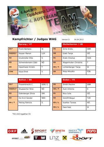 Kampfrichter / Judges WAG Version D