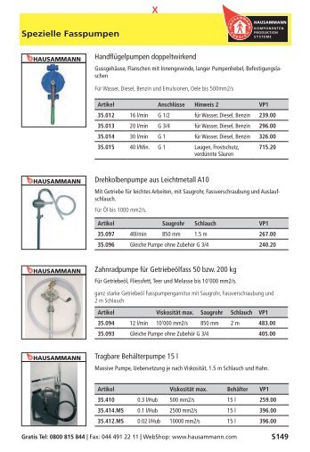 Fasspumpen von Hand, elektrisch und pneumatisch