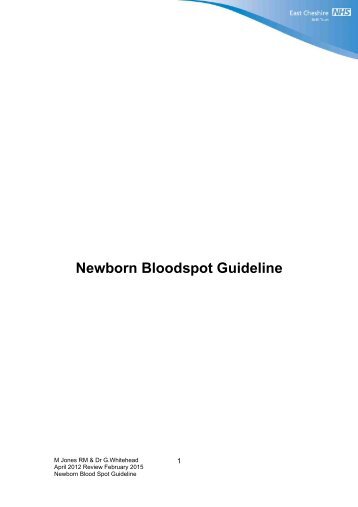 Newborn Bloodspot Guideline - East Cheshire NHS Trust