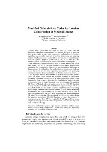 Modified Golomb-Rice Codes for Lossless Compression of Medical ...