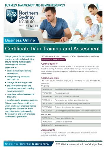 Training & Assessment - TAFE NSW - Northern Sydney Institute