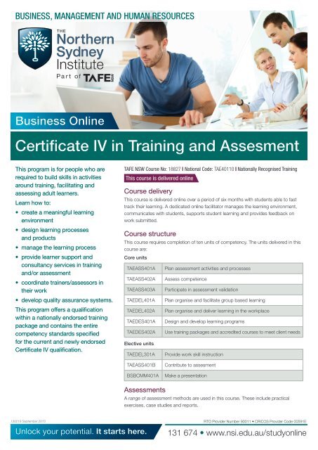 Training & Assessment - TAFE NSW - Northern Sydney Institute
