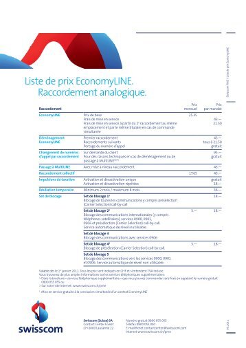 PDF: Liste de prix - Swisscom