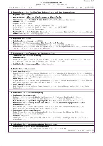 Sicherheitsdatenblatt - Alpina