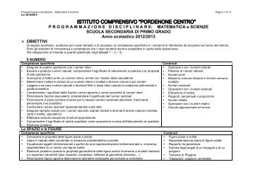 Programmazione disciplinare di Matematica e ... - Centro Storico