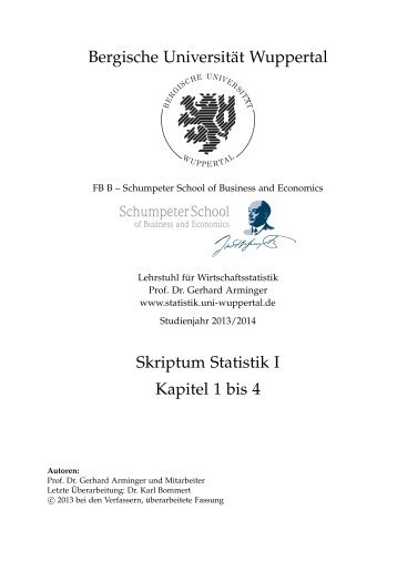 Skriptum Statistik I (2013), Kapitel 1-4 (PDF) - Lehrstuhl fÃ¼r ...