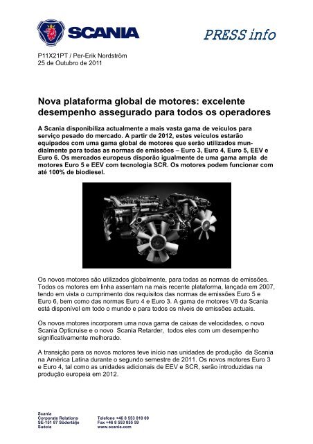 Nova plataforma global de motores: excelente ... - Scania