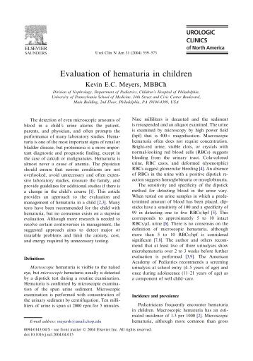 Evaluation of hematuria in children - Nephrology